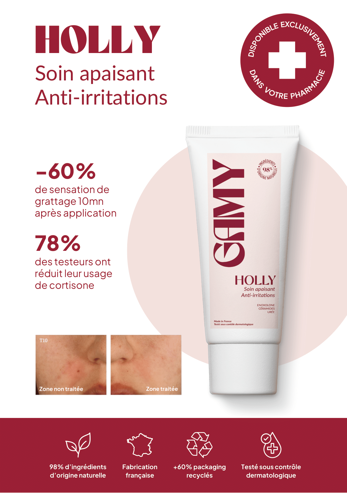 HOLLY - Soin apaisant anti-irritations pour peaux sensibles