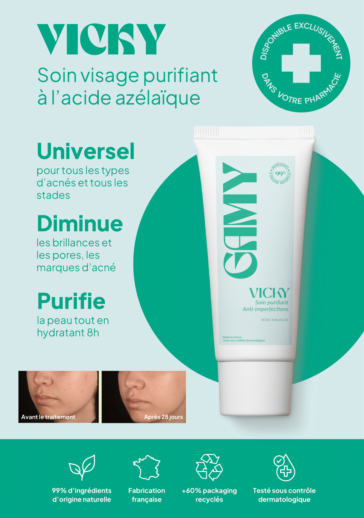 VICKY - Soin visage purifiant à l’acide azélaïque